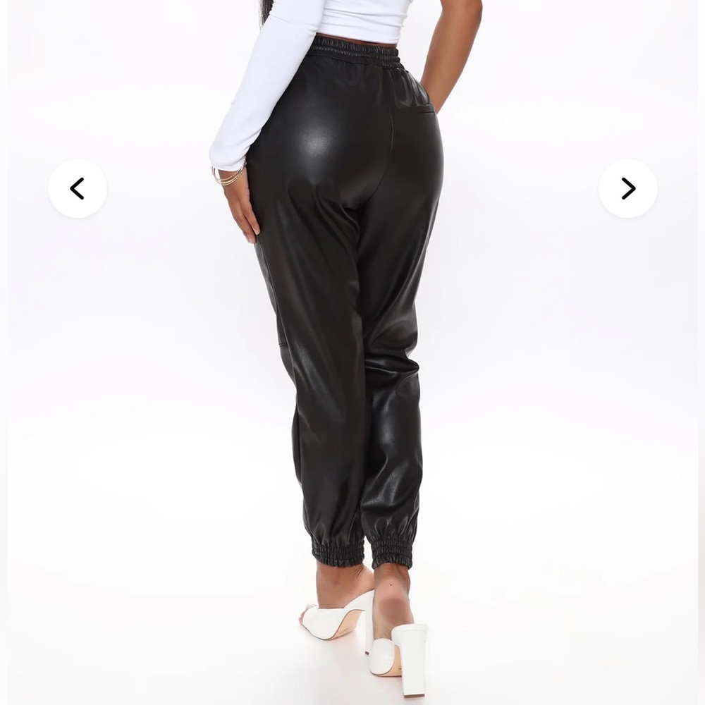 Fashion Nova Black Faux Leather Joggers
